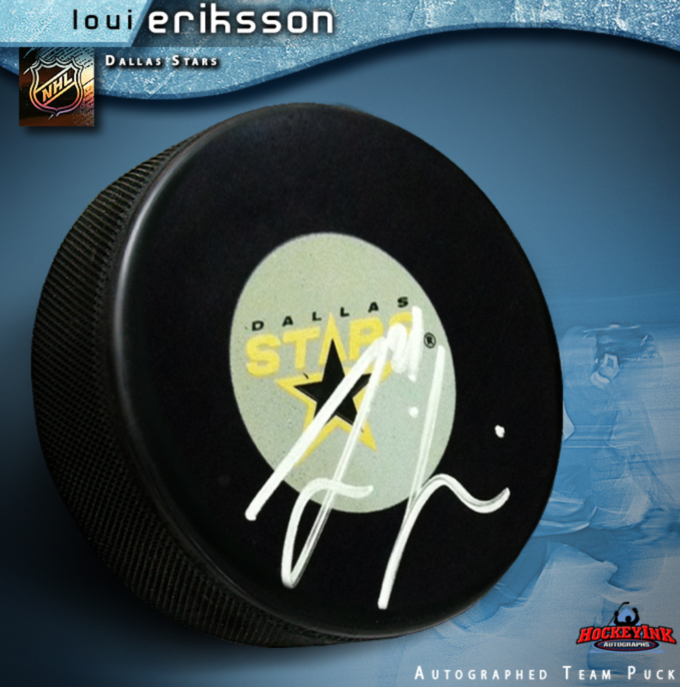LOUI ERIKSSON Signed Dallas Stars Puck