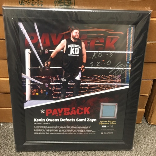 Kevin Owens SIGNED Payback 2016 15 x 17 Framed Ring Canvas Photo Collage