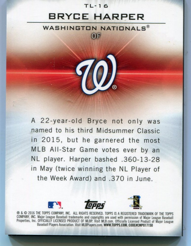 2016 Topps Laser #TL16 Bryce Harper