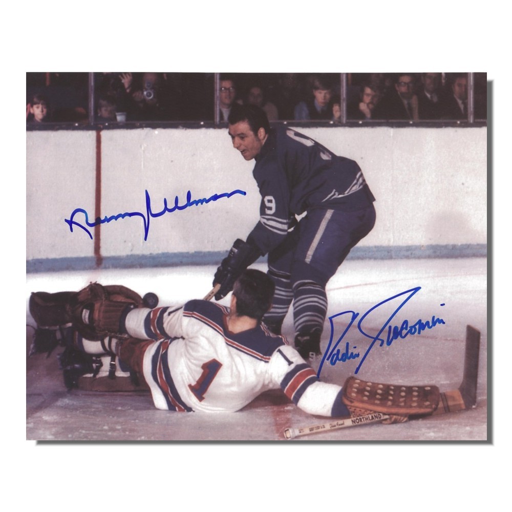 Eddie Giacomin (New York Rangers) and Norm Ullman (Toronto Maple Leafs) Autographed 8x10 Photo