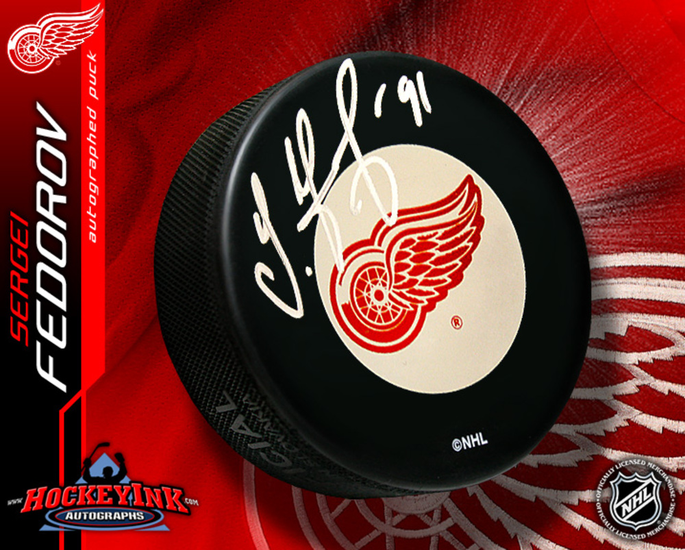 SERGEI FEDOROV Signed Detroit Red Wings Puck