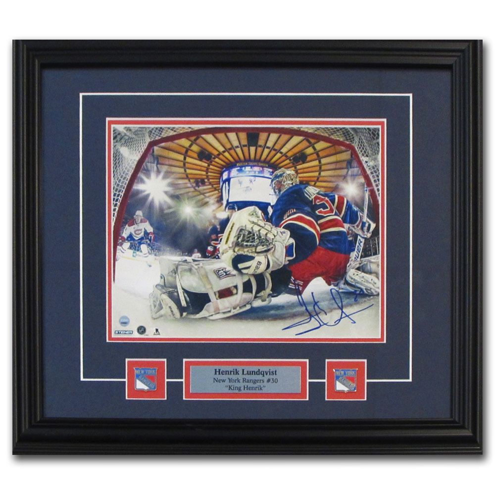 Henrik Lundqvist Autographed New York Rangers Framed 8X10 Photo