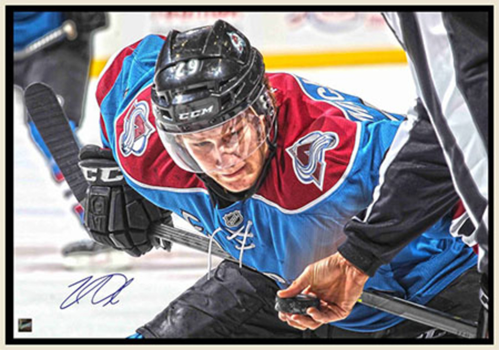 Nathan Mackinnon - Signed & Framed 20x29 Canvas - Avalanche Puck Drop
