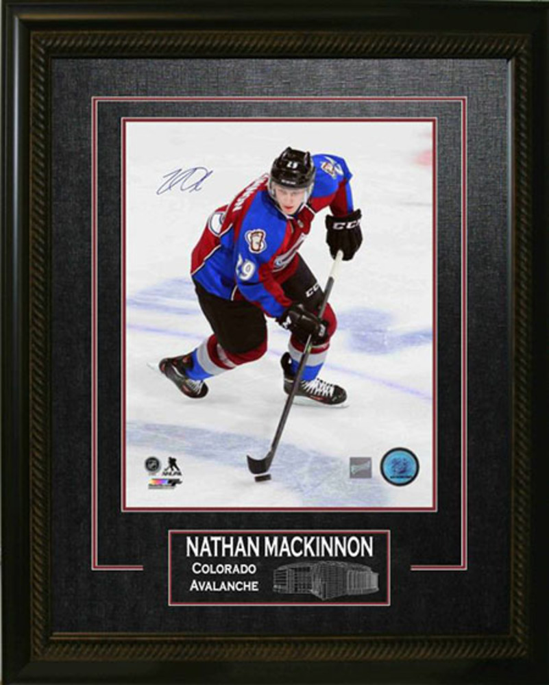 Nathan Mackinnon Signed 16x20 Avalanche Etched Mat Dark Skating