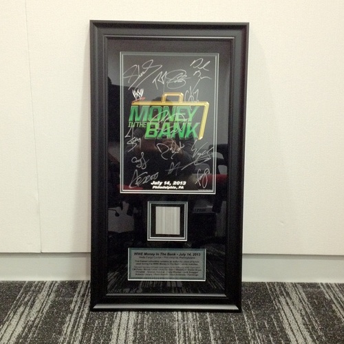 Money In The Bank 2013 SIGNED Plaque with piece of USED Ladder