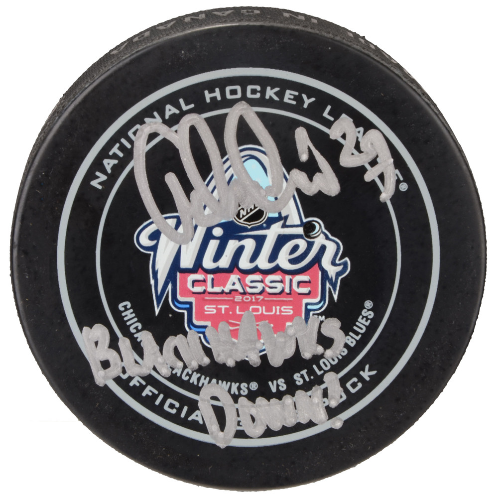 Alex Pietrangelo St. Louis Blues Autographed 2017 Winter Classic Official Game Puck with Blackhawks Down! Inscription