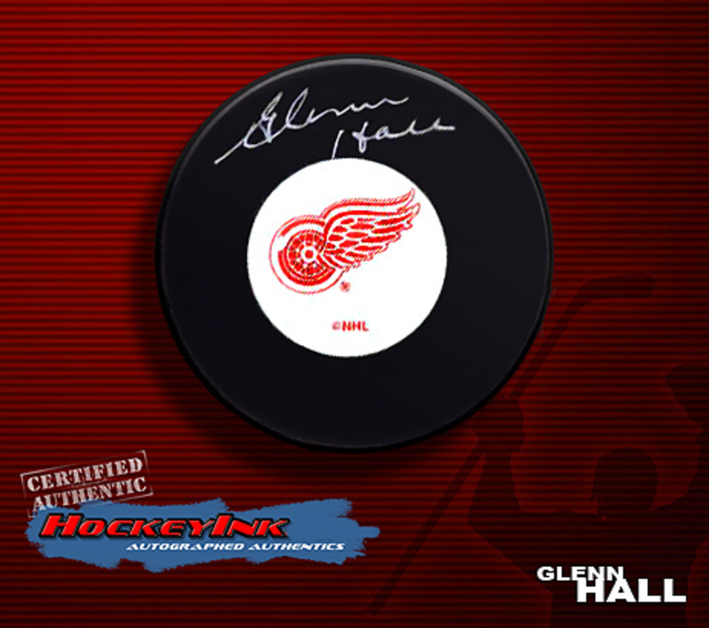 GLENN HALL Signed Detroit Red Wings Puck
