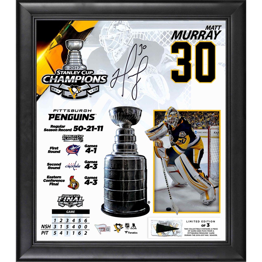 Matt Murray Pittsburgh Penguins Framed 2017 Stanley Cup Champions Autographed 15