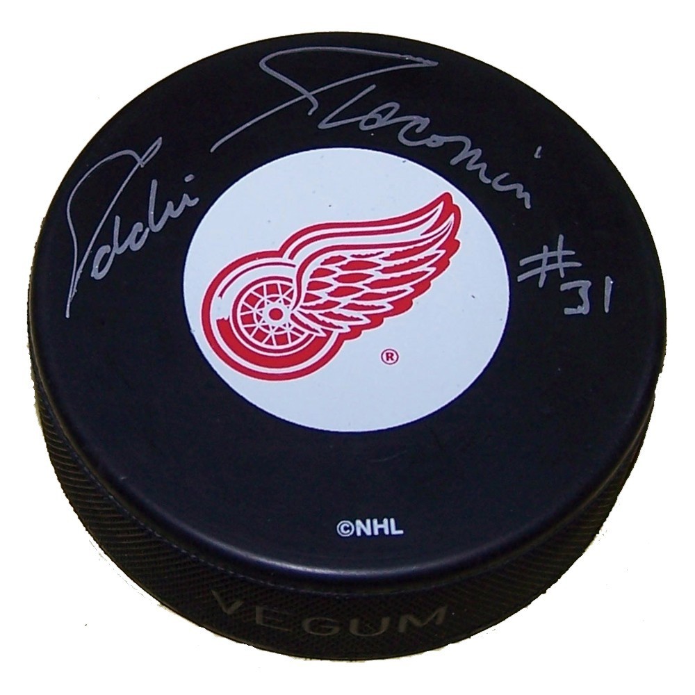 Eddie Giacomin Autographed Detroit Red Wings Puck