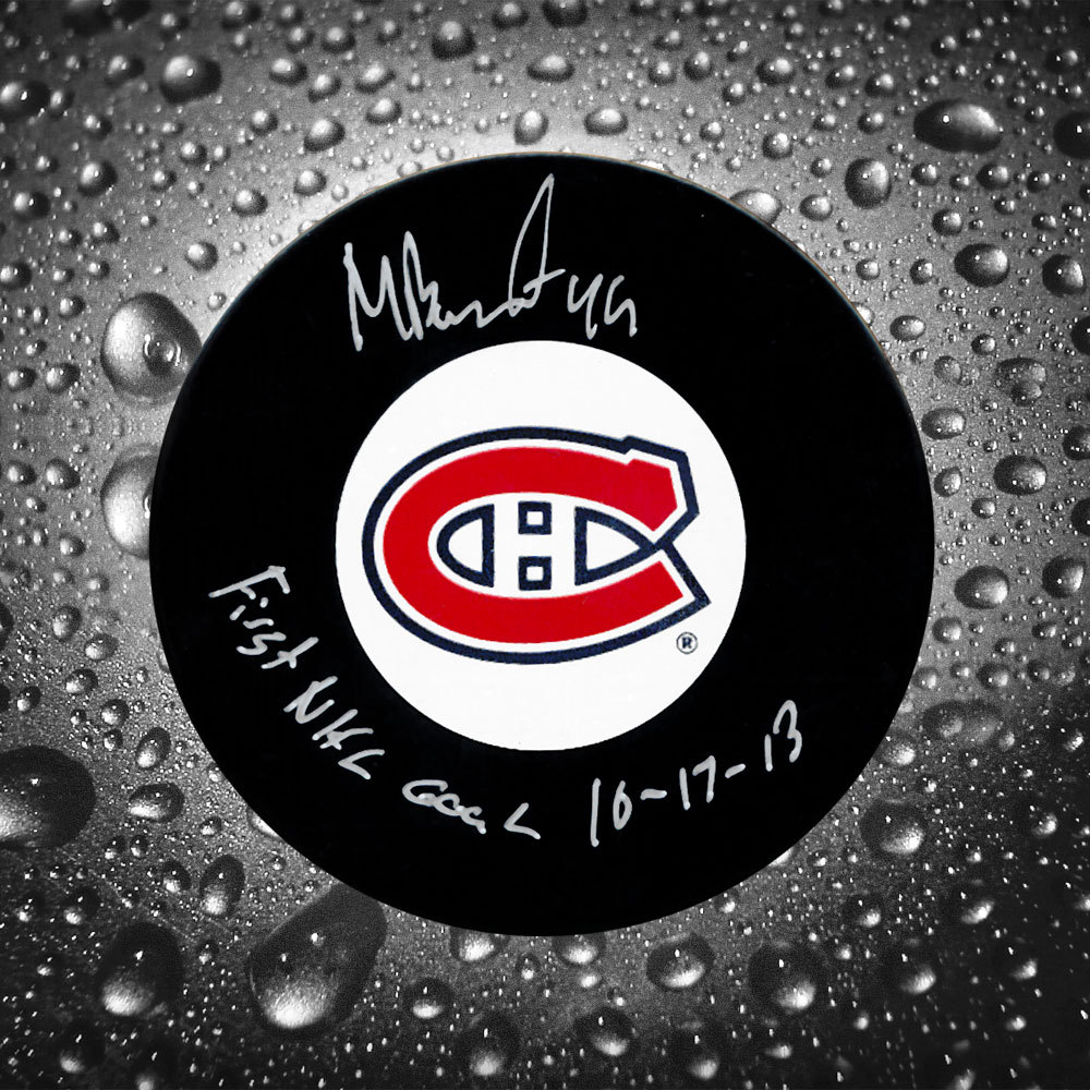 Michael Bournival Montreal Canadiens Autographed Puck w/ 1st NHL Goal Inscription