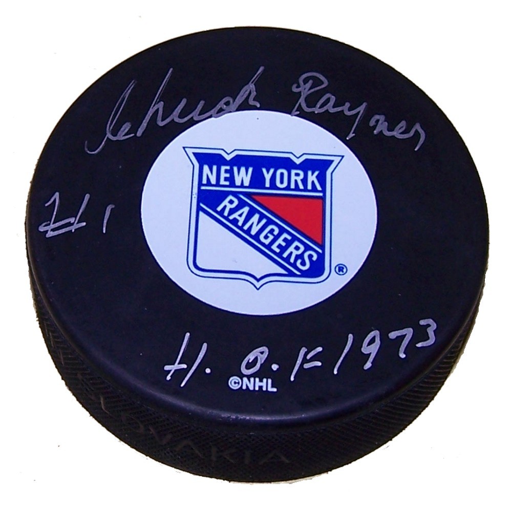 Chuck Rayner (deceased) Autographed New York Rangers Puck
