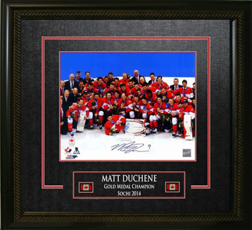Matt Duchene - Signed & Framed 16x20 16x20 Etched Mat - Team Canada 2014 Olympics Team Celebration