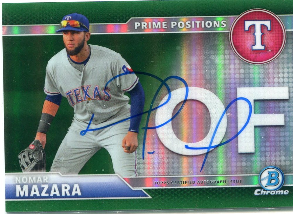 2016 Bowman Chrome Prime Position Autographs Green Refractors #PPANM Nomar Mazara 12/99