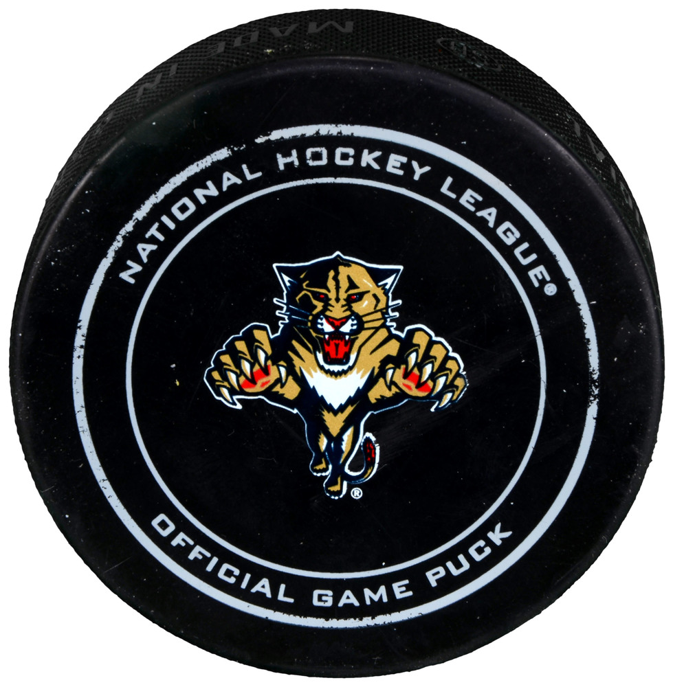 Florida Panthers Game-Used Hockey Puck vs. New York Islanders on November 27, 2015