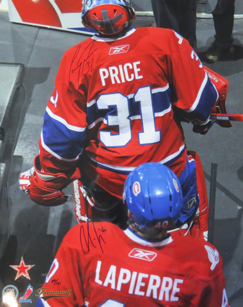 Carey Price & Maxim Lapierre DUAL Signed Montreal Canadiens GOING TO BATTLE 16x20