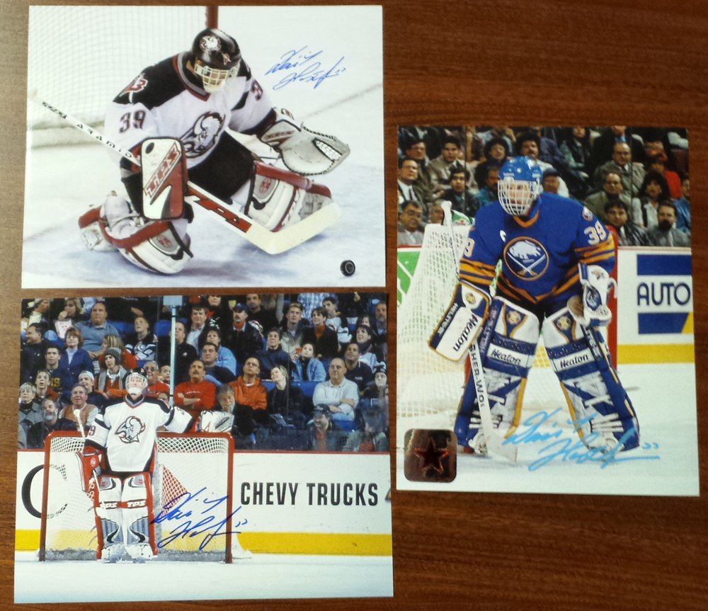 Dominik Hasek Autographed 8x10 3 piece photo pack on the Buffalo Sabres