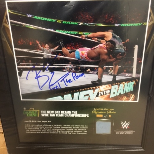 Big E SIGNED Money In The Bank 2016 15 x 17 Framed Ring Canvas Photo Collage