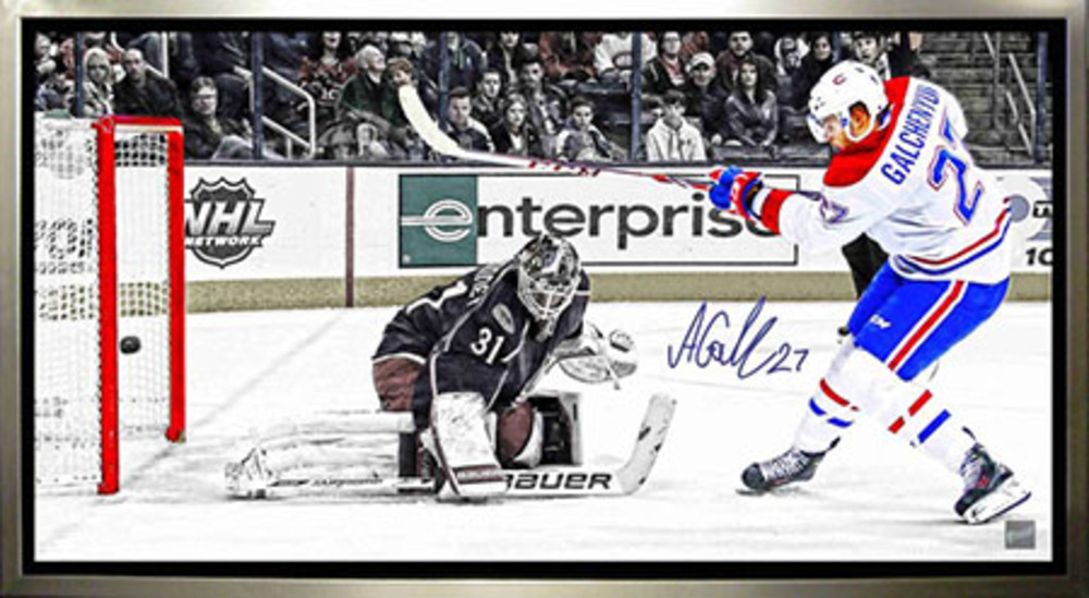 Alex Galchenyuk - Signed & Framed 14x28 Canvas - Montreal Canadiens Scoring vs Columbus
