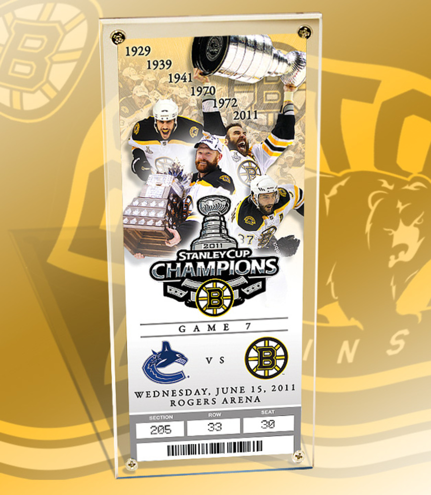 BOSTON BRUINS 2011 NHL STANLEY CUP CHAMPS- Commemorative Ticket & Display Case