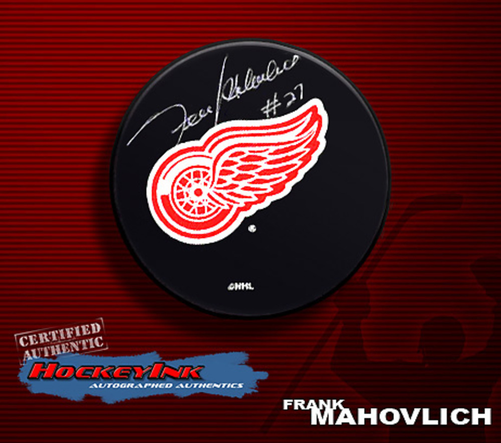 FRANK MAHOVLICH Signed Detroit Red Wings Puck