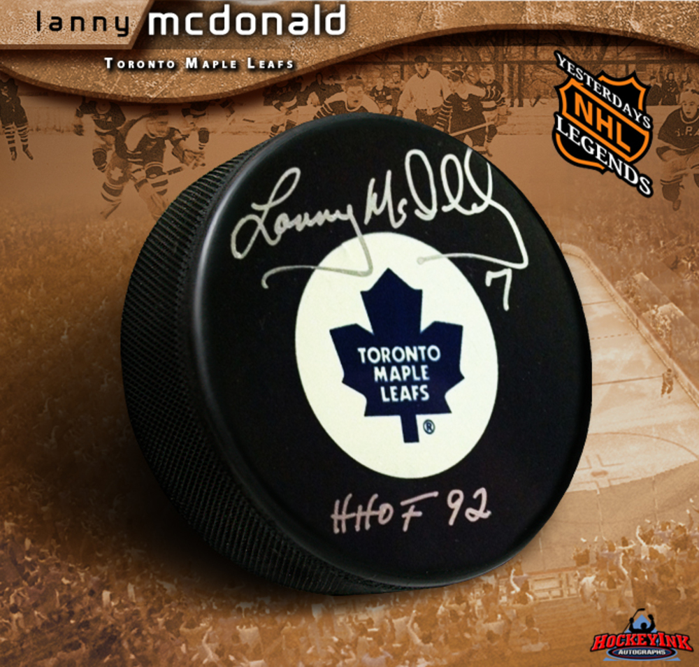 LANNY MCDONALD Signed Toronto Maple Leafs Puck