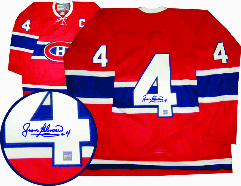 Jean Beliveau Signed Jersey Canadiens Dark Replica Vintage