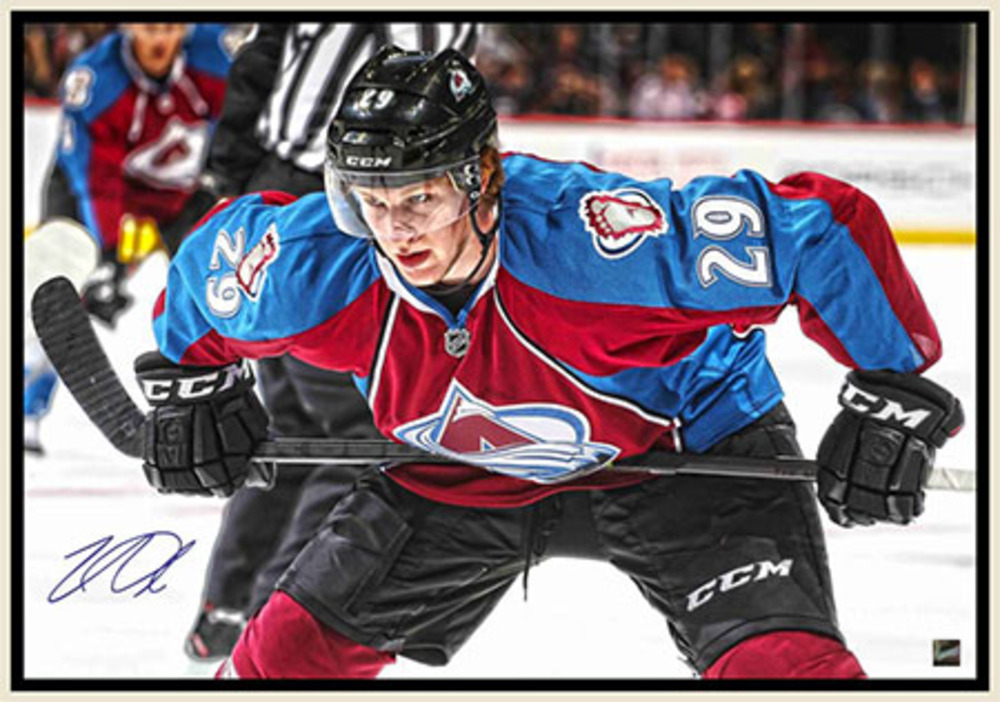 Nathan MacKinnon - Signed & Framed 20x29 Canvas - Coloardo Avalanche Faceoff