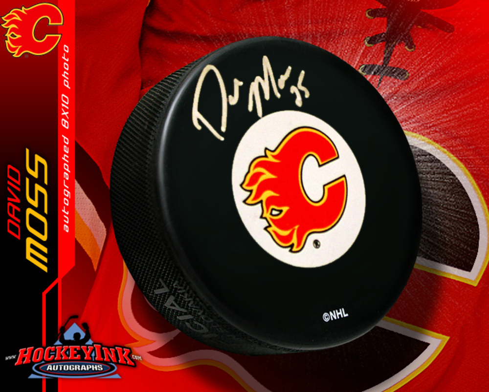 DAVID MOSS Signed Calgary Flames Puck