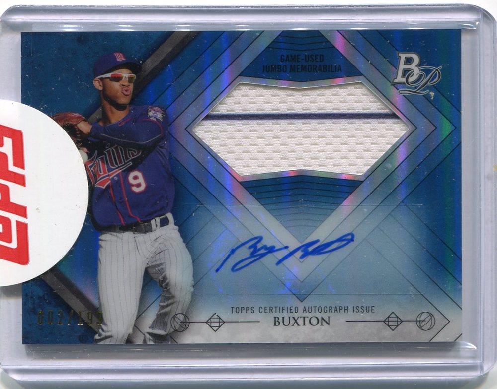 2014 Bowman Platinum Jumbo Relic Autographs Blue Refractors #AJRBB Byron Buxton 2/199