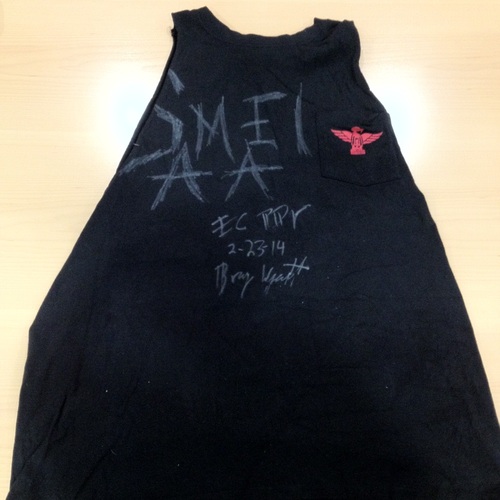 Bray Wyatt Worn & Signed Custom T-Shirt (Samael - Elimination Chamber 02/23/14)
