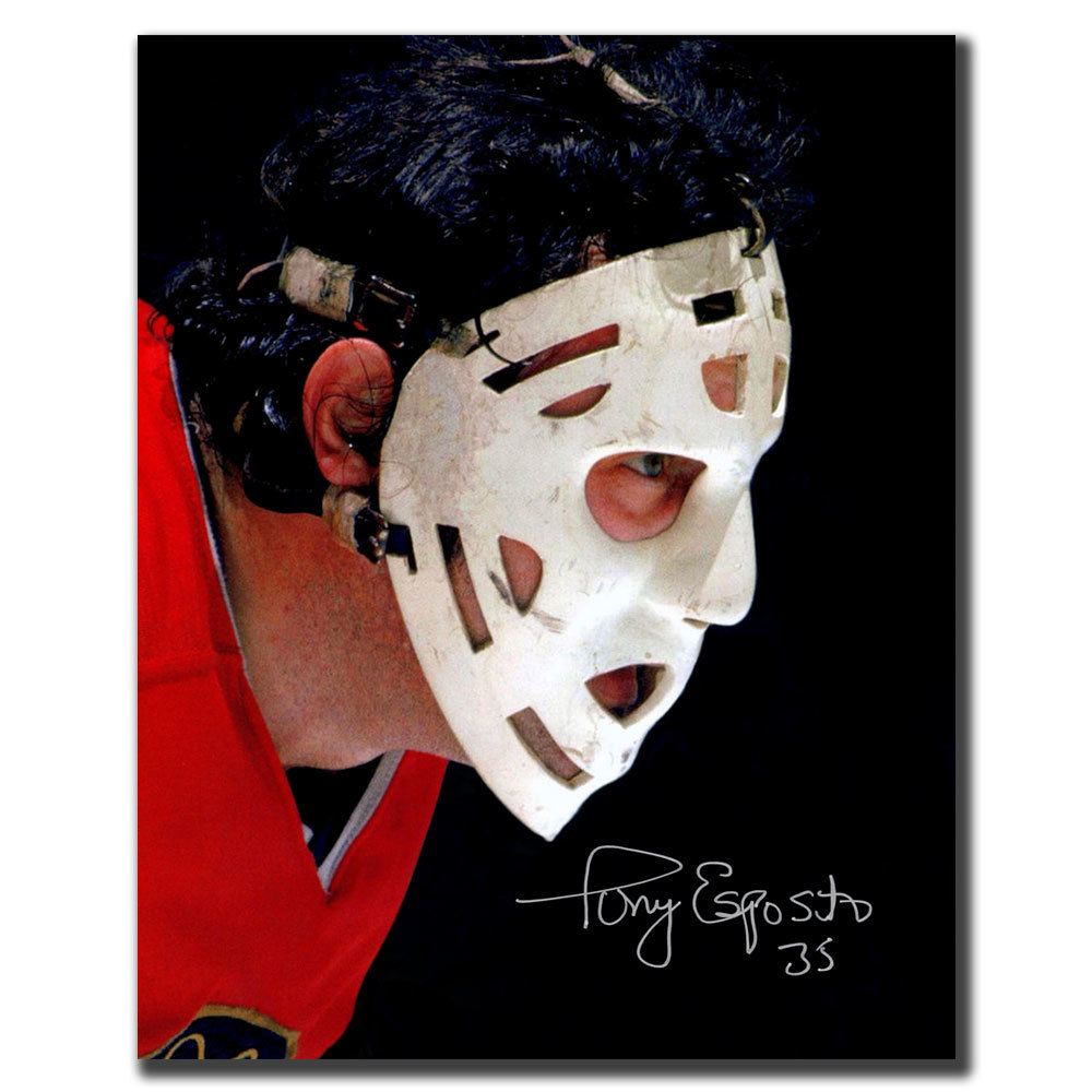 Tony Esposito Chicago Blackhawks Mask Autographed 8x10