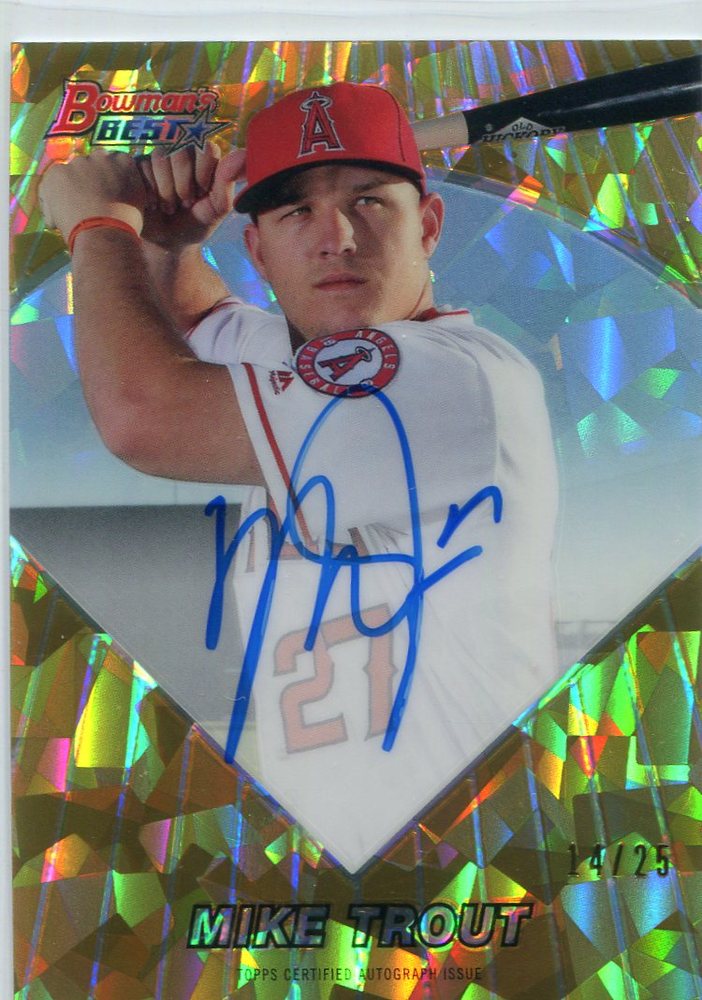 2016 Bowman's Best '96 Bowman's Best Autographs Atomic Refractors Mike Trout 14/25 -- Only 25 printe
