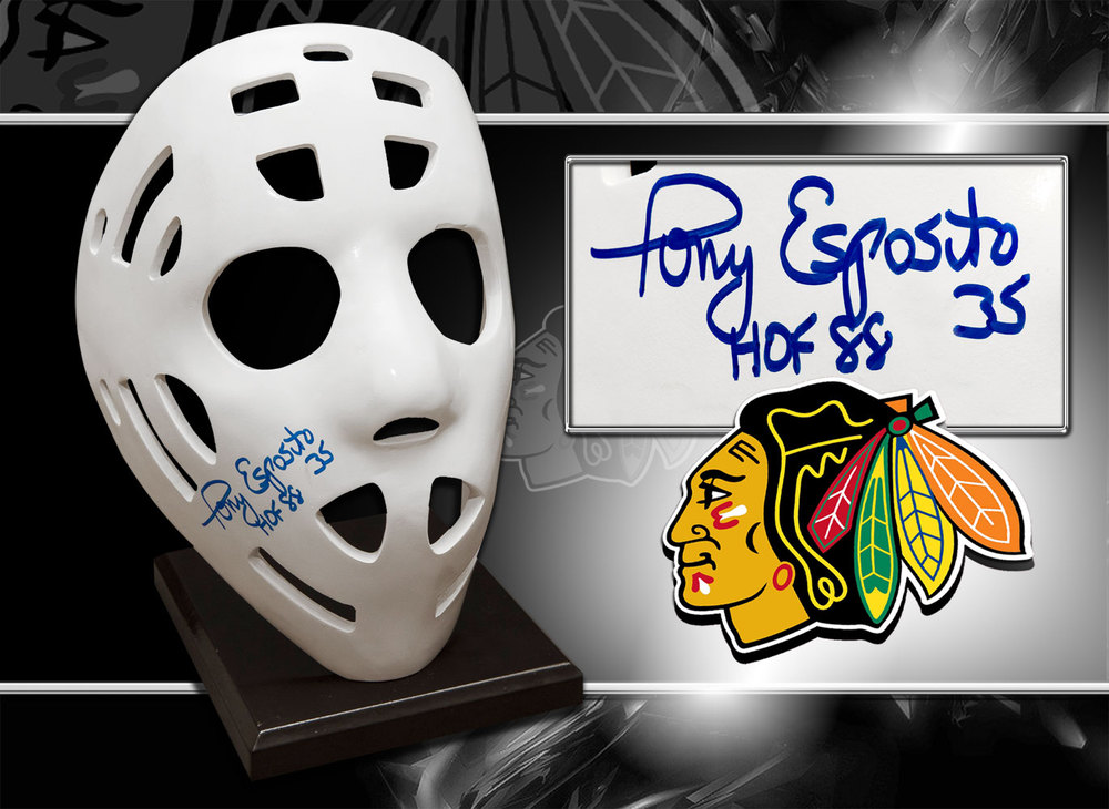 Tony Esposito Chicago Blackhawks HOF Autographed Full Size Replica Mask
