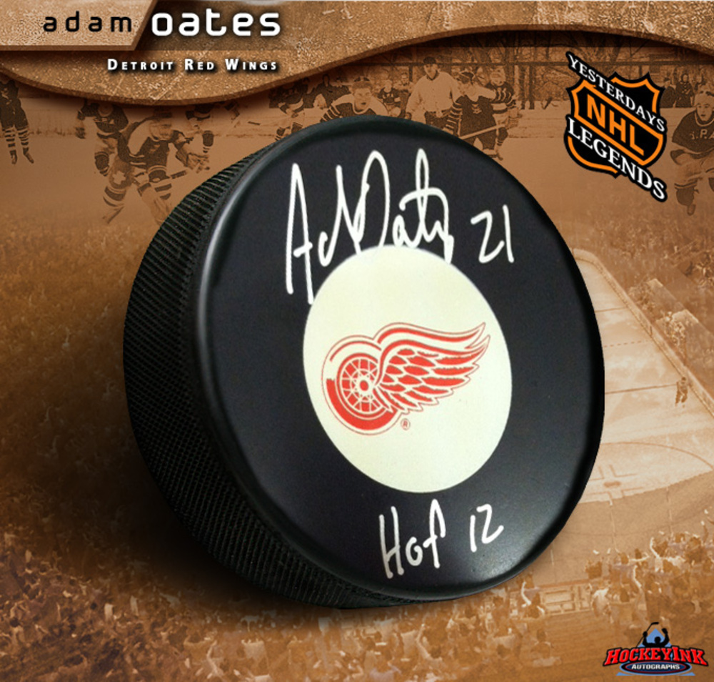 ADAM OATES Signed Detroit Red Wings Puck