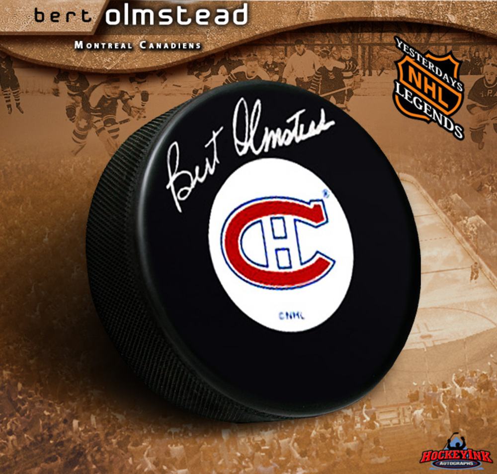 BERT OLMSTEAD Signed Montreal Canadiens Puck
