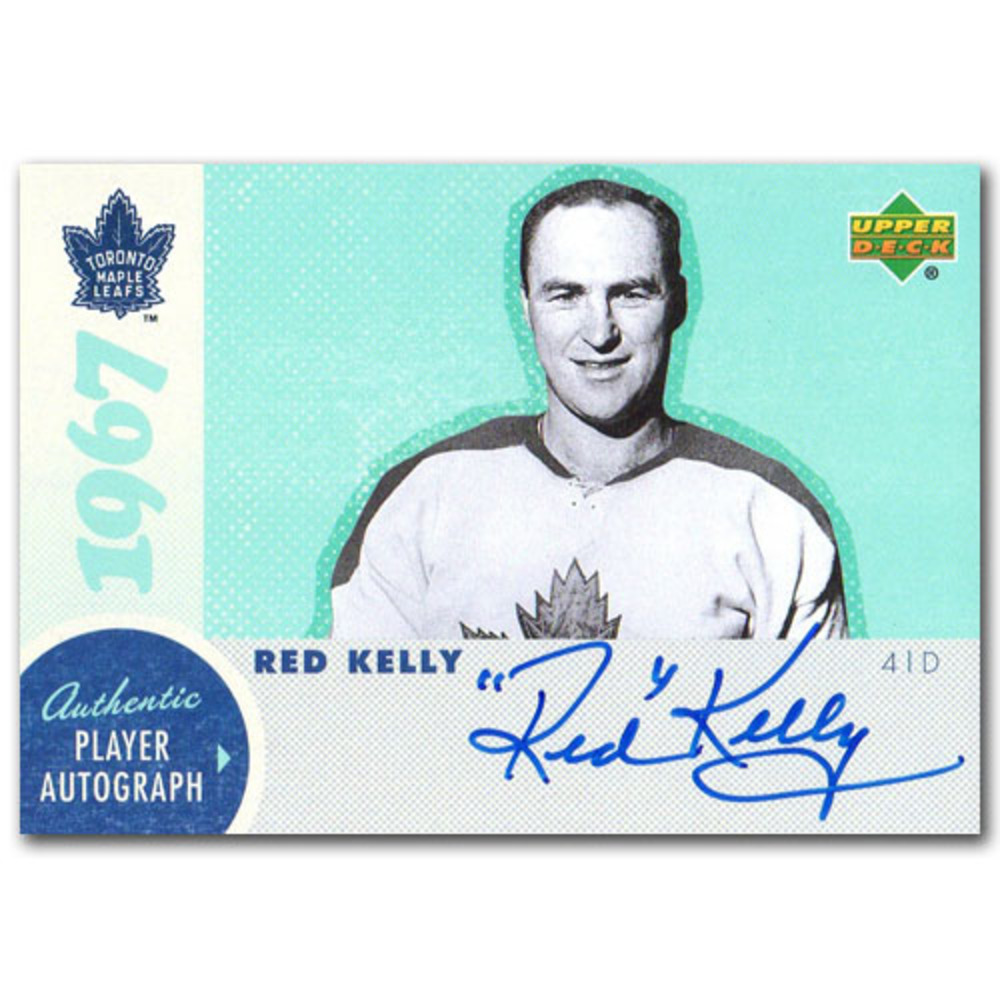 Red Kelly Autographed Commemorative 1967 Toronto Maple Leafs Upper Deck Hockey Card