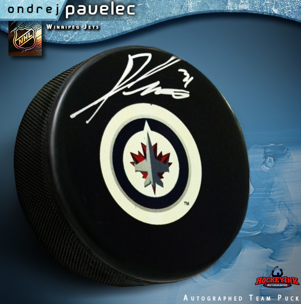 ONDREJ PAVELEC Signed Winnipeg Jets Puck