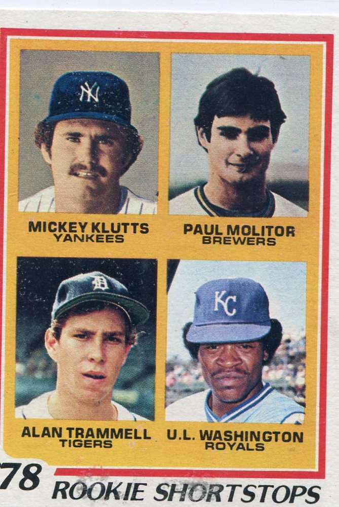 1978 Topps #707 Rookie Shortstops Paul Molitor Alan Trammell Rookie Cards