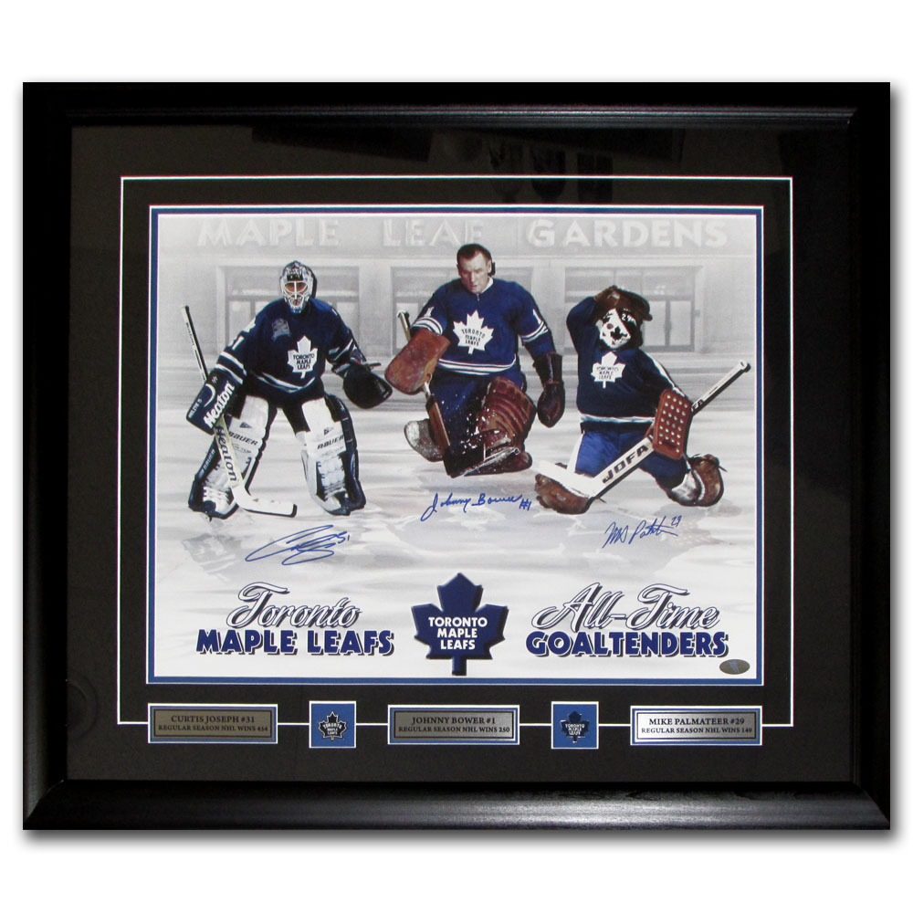 Toronto Maple Leafs Autographed Framed 16X20 Photo - Bower/Palmateer/Joseph
