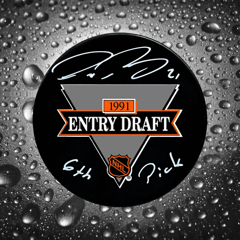 Peter Forsberg 6th Pick 1991 NHL Draft Day Autographed Puck