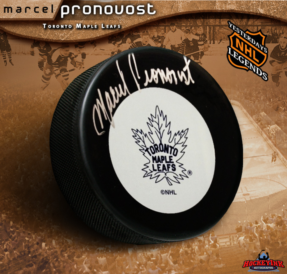 MARCEL PRONOVOST Signed Maple Leafs Puck