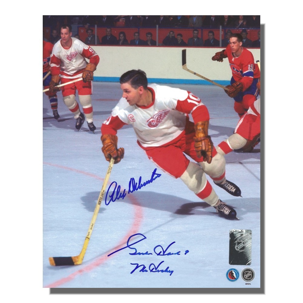 Gordie Howe and Alex Delvecchio Autographed Detroit Red Wings 8x10 Photo