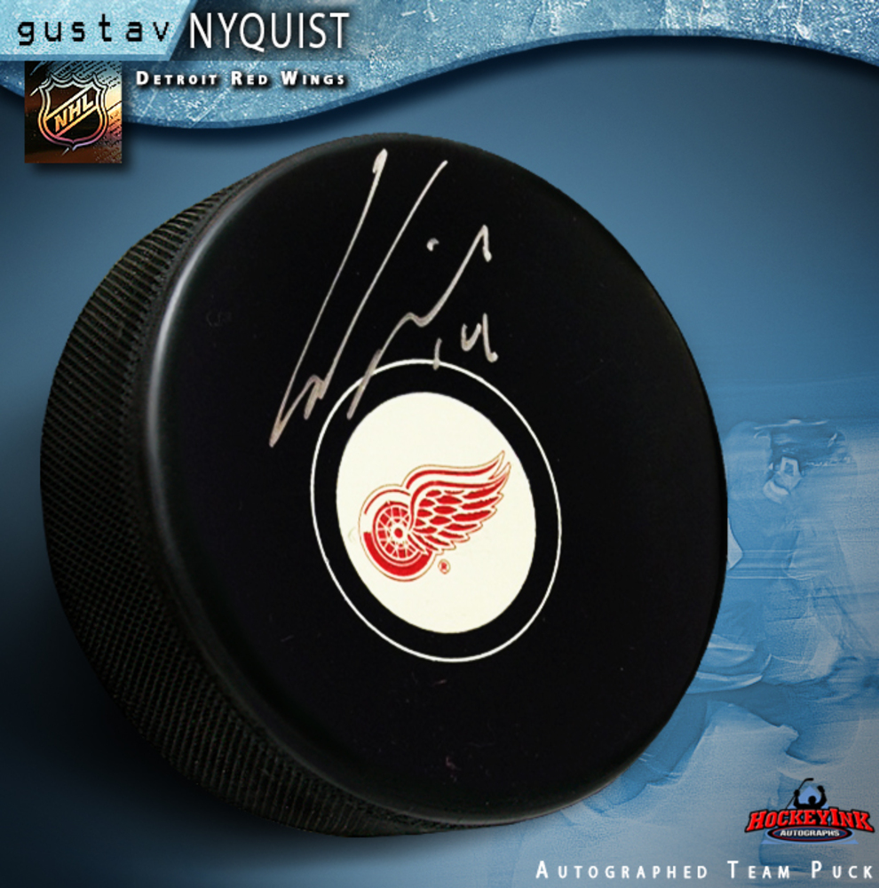 GUSTAV NYQUIST Signed Detroit Red Wings Puck
