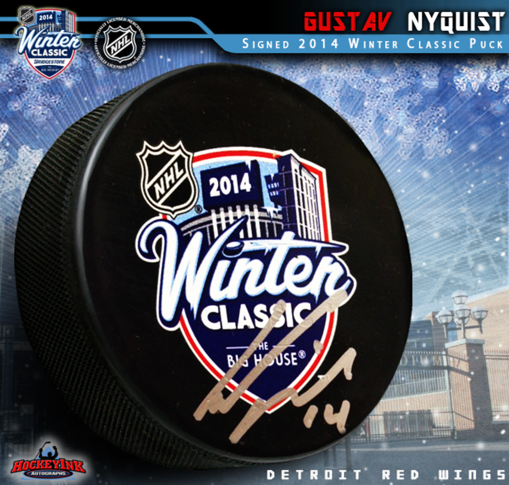GUSTAV NYQUIST Signed 2014 NHL Winter Classic Puck
