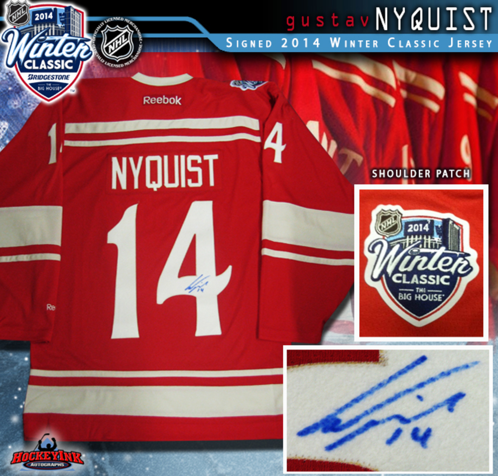GUSTAV NYQUIST Signed 2014 NHL Winter Classic Detroit Red Wings Reebok Jersey