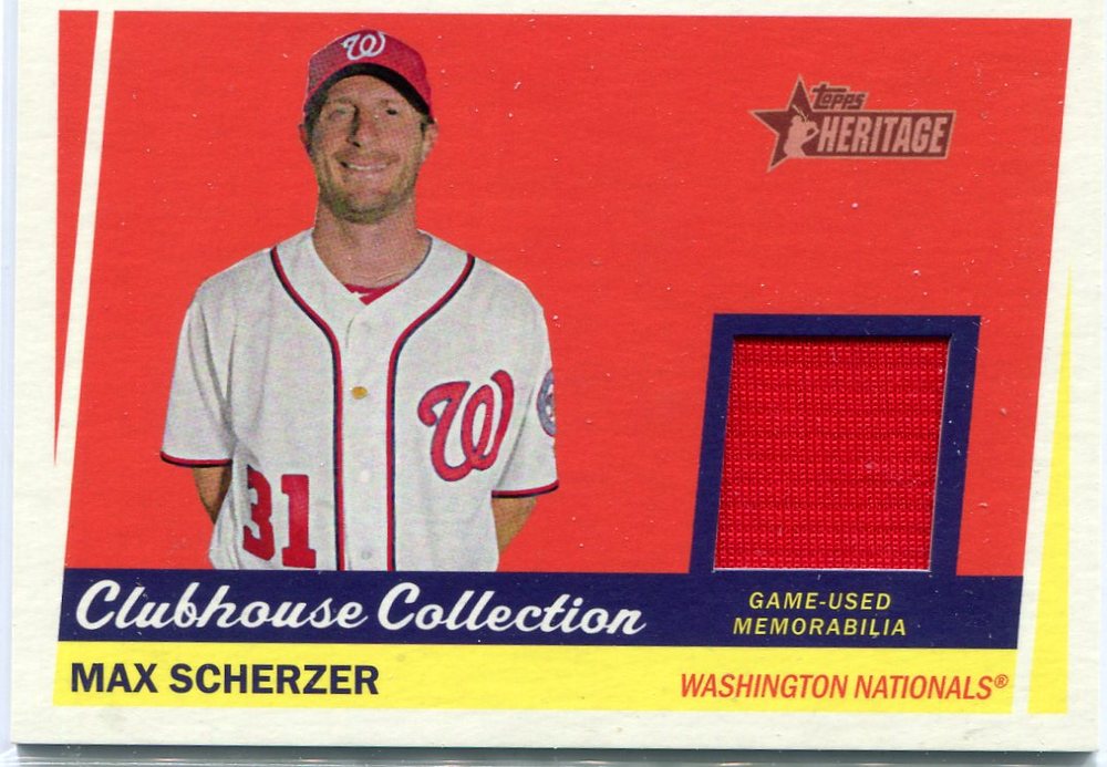 2016 Topps Heritage Clubhouse Collection Relics game worn jersey Max Scherzer