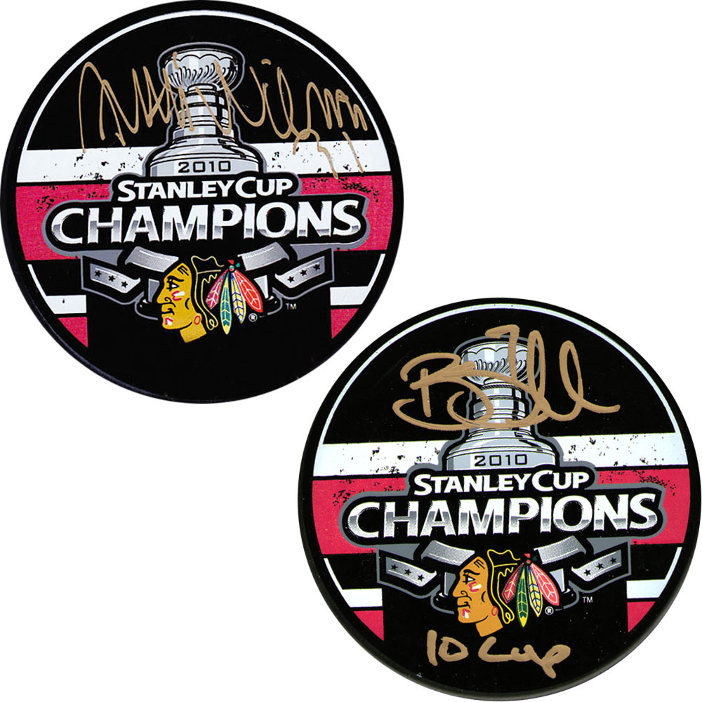 Antti Niemi & Brent Seabrook Autographed Chicago Blackhawks Stanley Cup Puck Combo