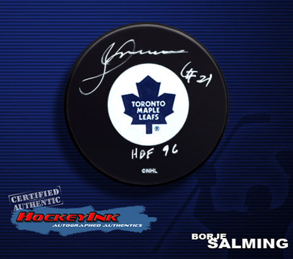 BORJE SALMING Signed Toronto Maple Leafs Hockey Puck