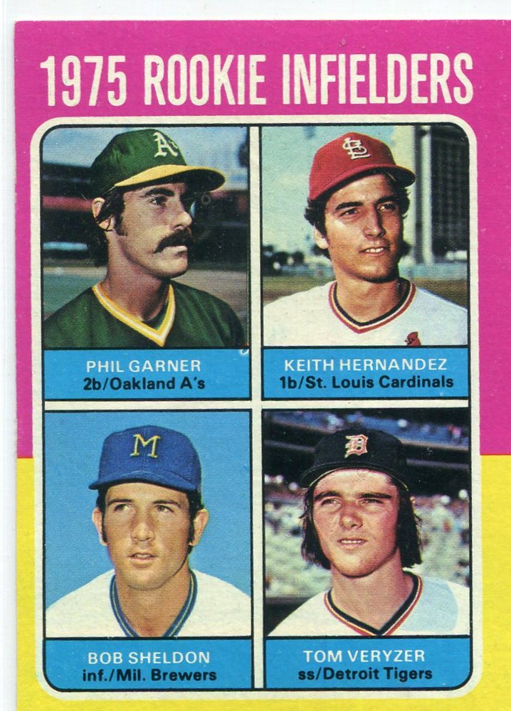 1975 Topps #623 Rookie Infielders/Phil Garner RC/Keith Hernandez RC/(UER Sic, bats right)/Bob Sheld