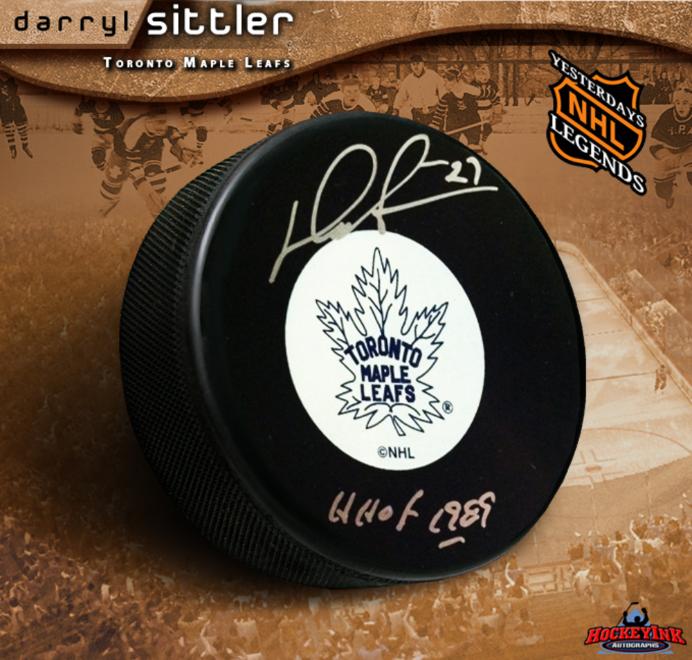 DARRYL SITTLER Signed Toronto Maple Leafs Original 6 logo Puck
